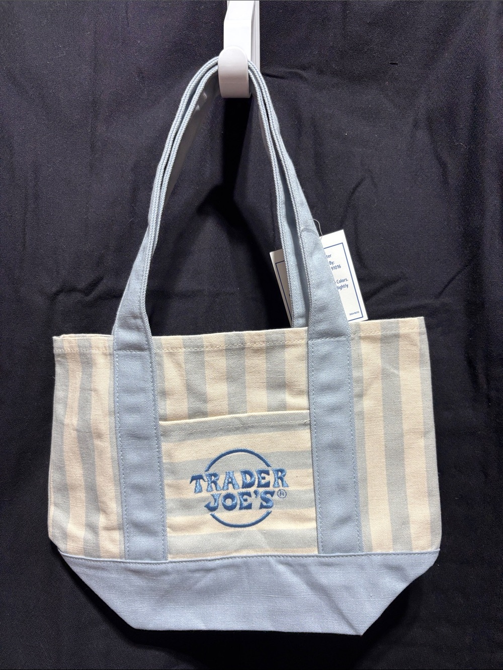 Trader Joe’s Light Blue & Cream Striped Mini Canvas Tote
